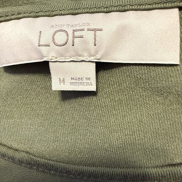 Loft Short Sleeve Mixed Media T-Shirt M Olive Green Casual Minimalists 88-32 - Picture 9 of 12